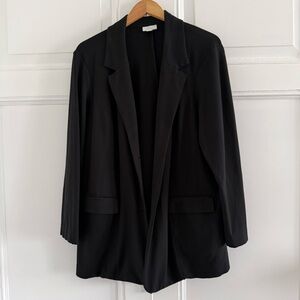 J. Jill Ponte Knit Black Blazer Jacket 2X Stretch Travel Workwear Tunic Length
